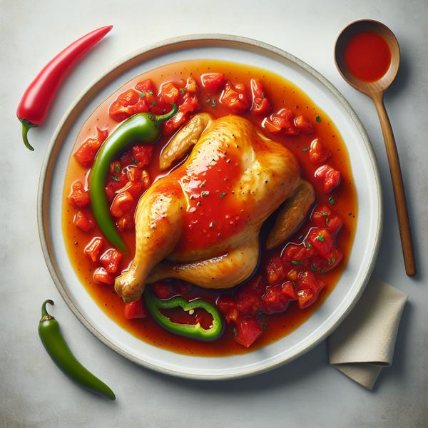 Poule en Sauce - Poulet en sauce tomate et poivron