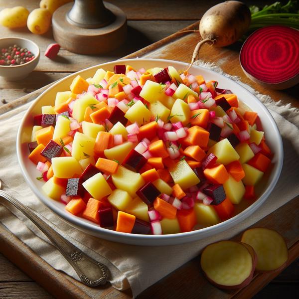 Salad pòmdetè, kawòt ak bètrav
